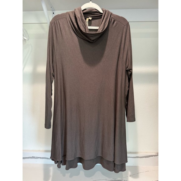 Comfy USA Turtleneck T-Shirt‎ Dress Grey/Brown Size Medium - Picture 1 of 6